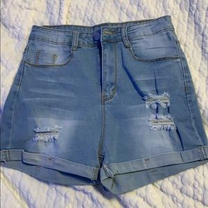 Blue high waisted shorts